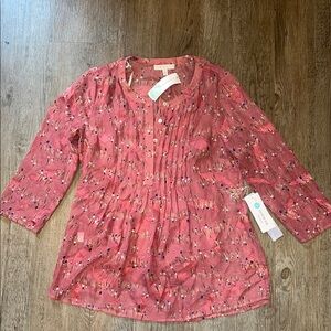 NWT Stitch Fix Pale Sky Pink Floral lightweight Blouse S